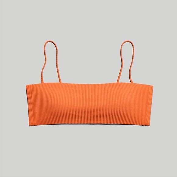 Madewell Bikini Set Convertible Ribbed Lined Bandeau Cheeky Sz S Coral N… - Picture 6 of 13